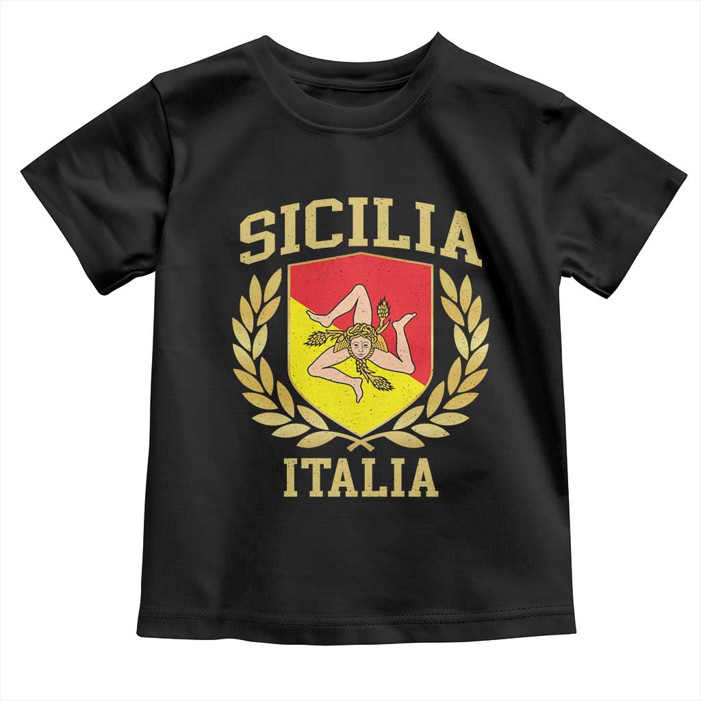 Sicilia Flag Sicily Palermo Italy Triskelion Toddler T Shirt TS11 Black Print Your Wear