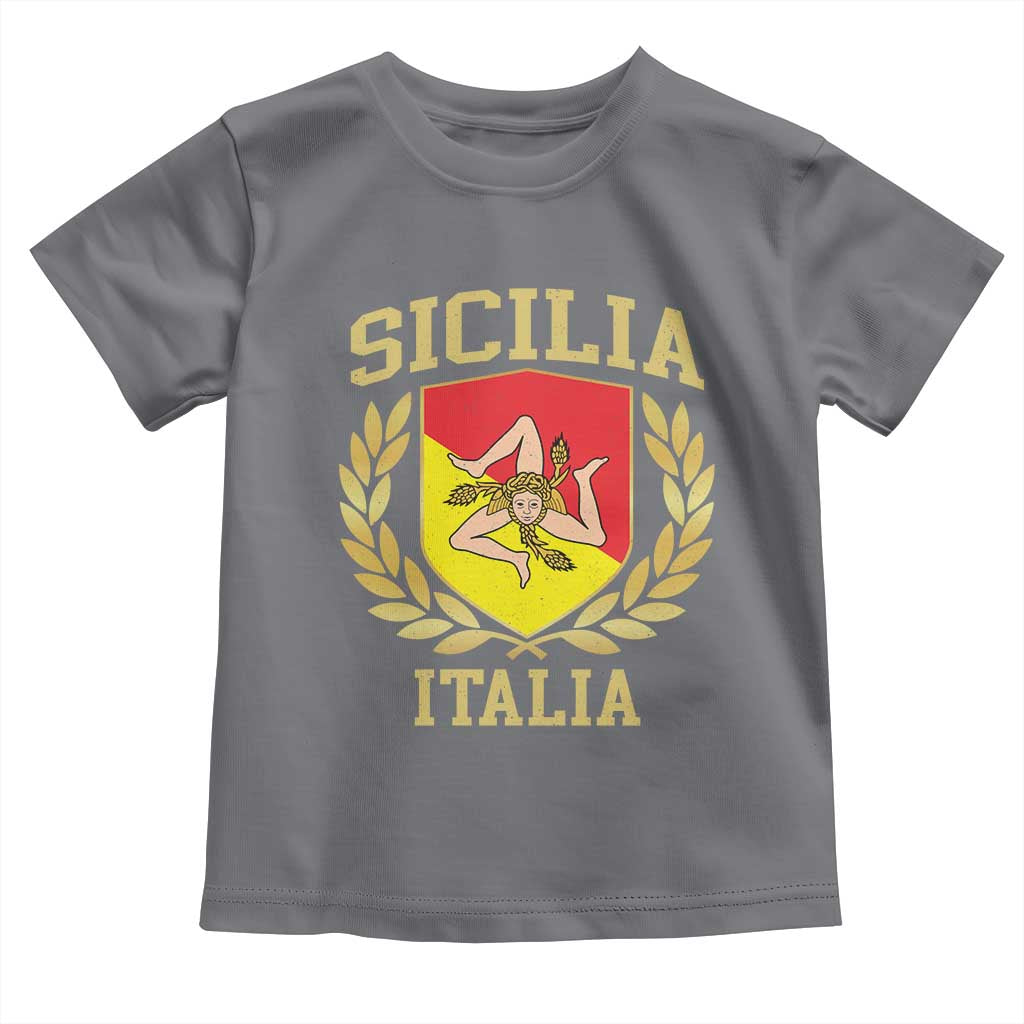 Sicilia Flag Sicily Palermo Italy Triskelion Toddler T Shirt TS11 Charcoal Print Your Wear