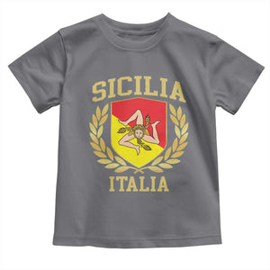 Sicilia Flag Sicily Palermo Italy Triskelion Toddler T Shirt TS11 Charcoal Print Your Wear