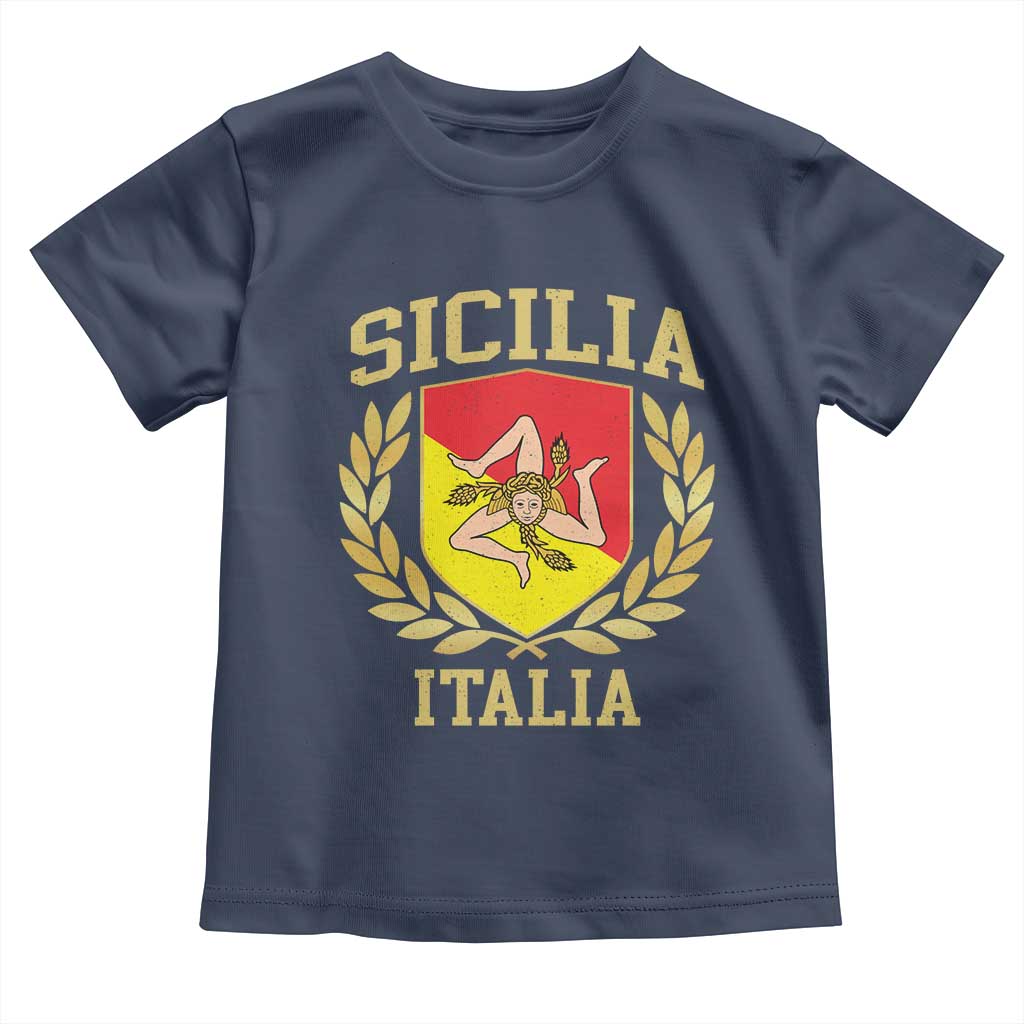 Sicilia Flag Sicily Palermo Italy Triskelion Toddler T Shirt TS11 Navy Print Your Wear