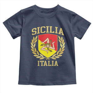 Sicilia Flag Sicily Palermo Italy Triskelion Toddler T Shirt TS11 Navy Print Your Wear