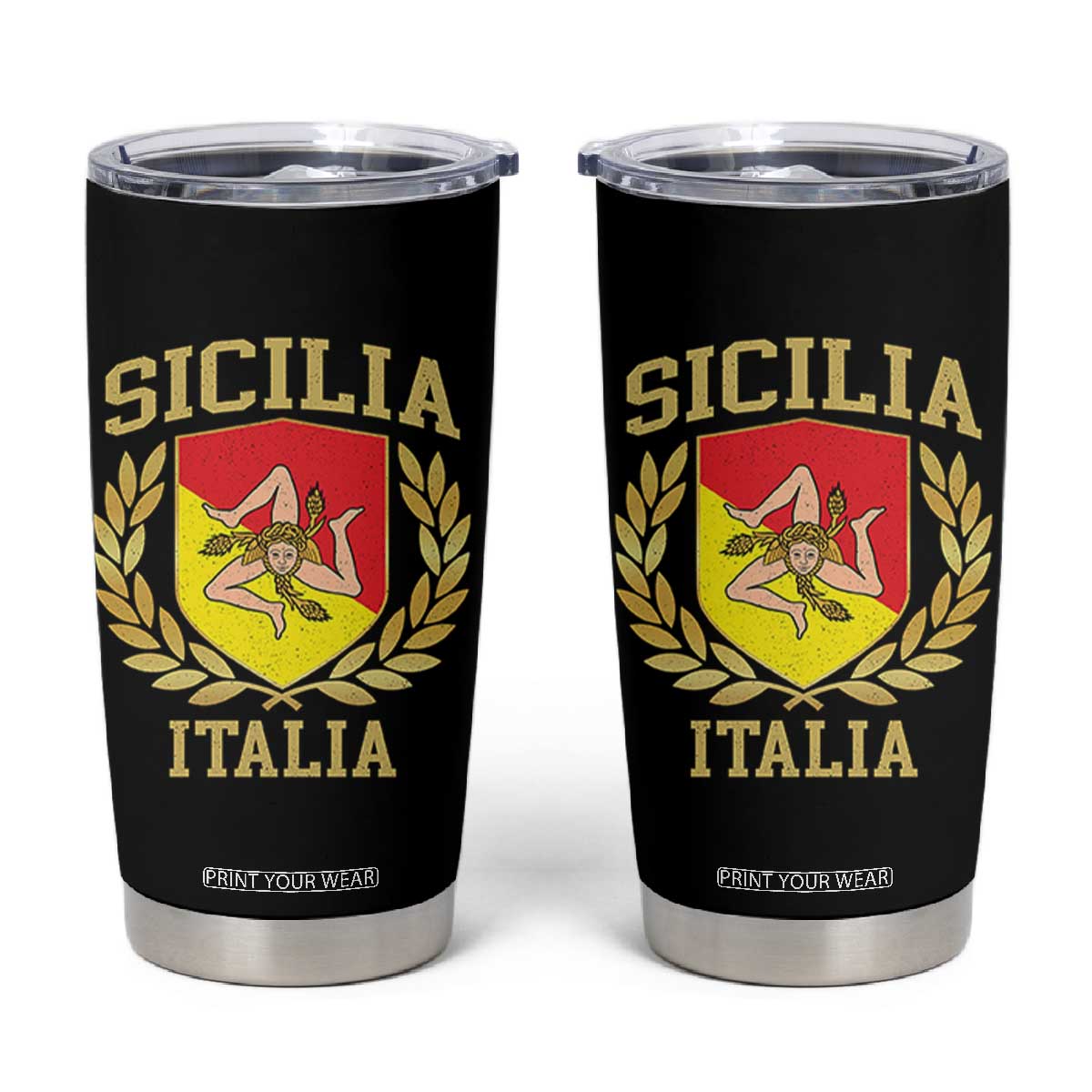 Sicilia Flag Sicily Palermo Italy Triskelion Tumbler Cup TS11 Black Print Your Wear