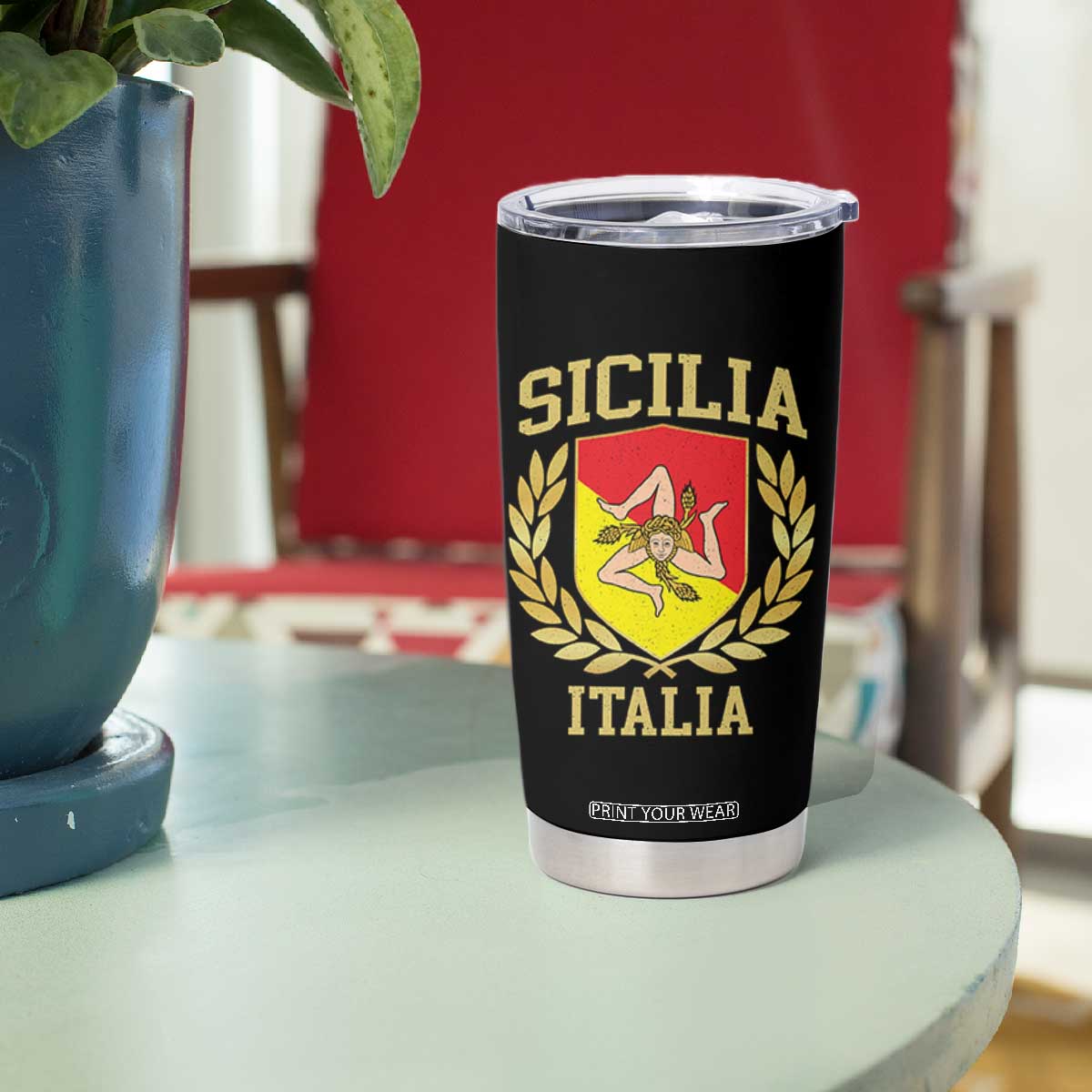 Sicilia Flag Sicily Palermo Italy Triskelion Tumbler Cup TS11 Print Your Wear