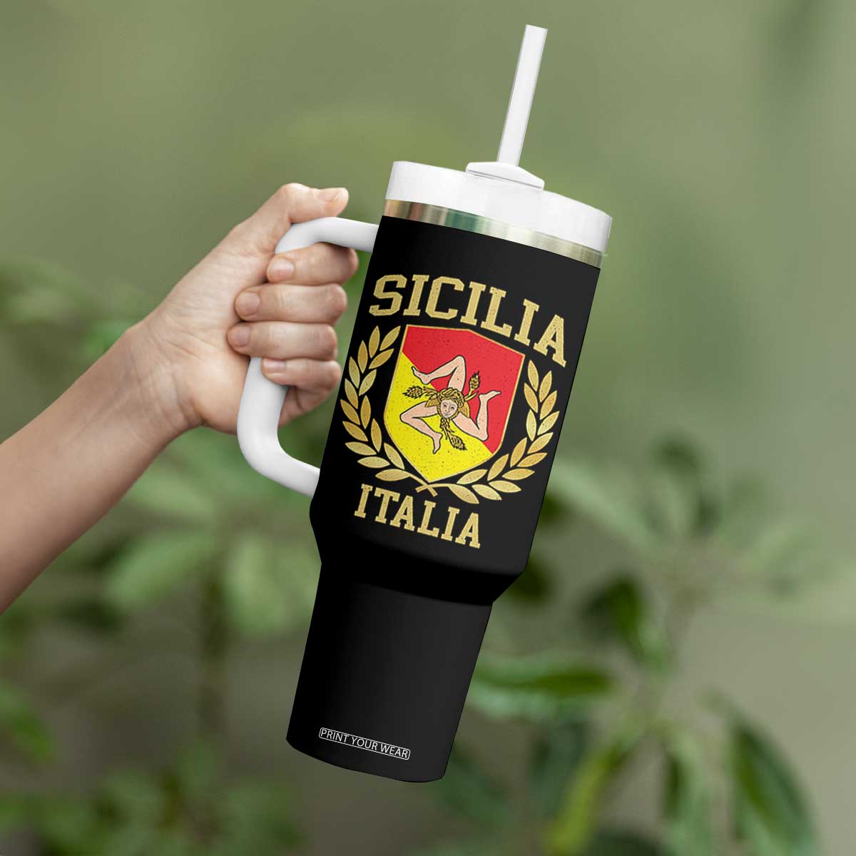 Sicilia Flag Sicily Palermo Italy Triskelion Tumbler With Handle TS11 Print Your Wear