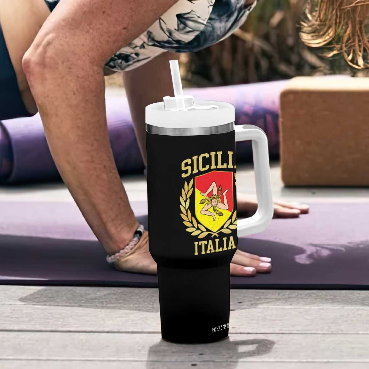 Sicilia Flag Sicily Palermo Italy Triskelion Tumbler With Handle TS11 Print Your Wear
