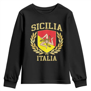 Sicilia Flag Sicily Palermo Italy Triskelion Youth Sweatshirt TS11 Black Print Your Wear