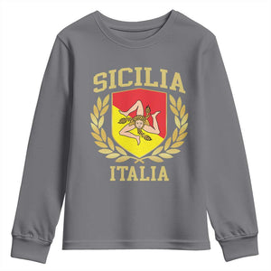 Sicilia Flag Sicily Palermo Italy Triskelion Youth Sweatshirt TS11 Charcoal Print Your Wear