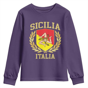 Sicilia Flag Sicily Palermo Italy Triskelion Youth Sweatshirt TS11 Purple Print Your Wear