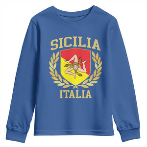 Sicilia Flag Sicily Palermo Italy Triskelion Youth Sweatshirt TS11 Royal Blue Print Your Wear