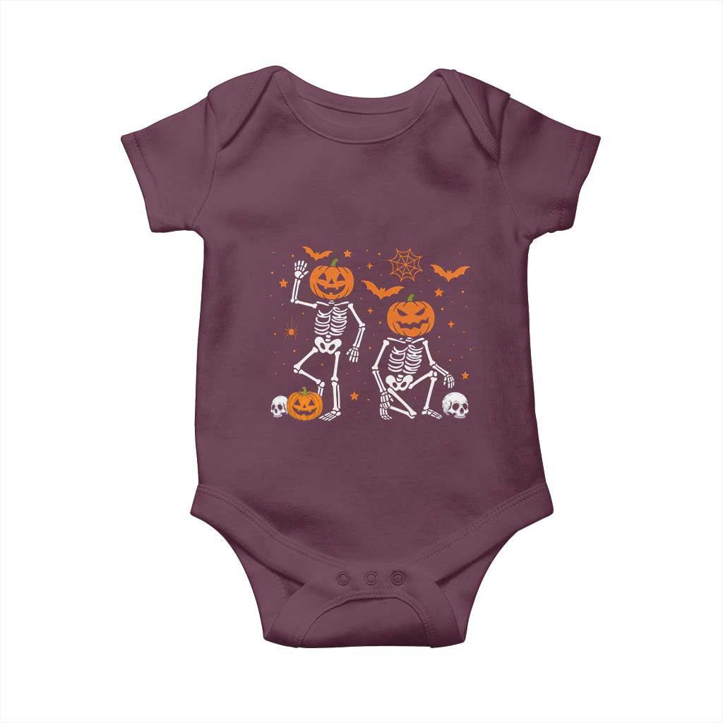 Funny Trump Hallloween Skeleton Pumpkin Political Satire Baby Onesie TS11 Maroon Print Your Wear