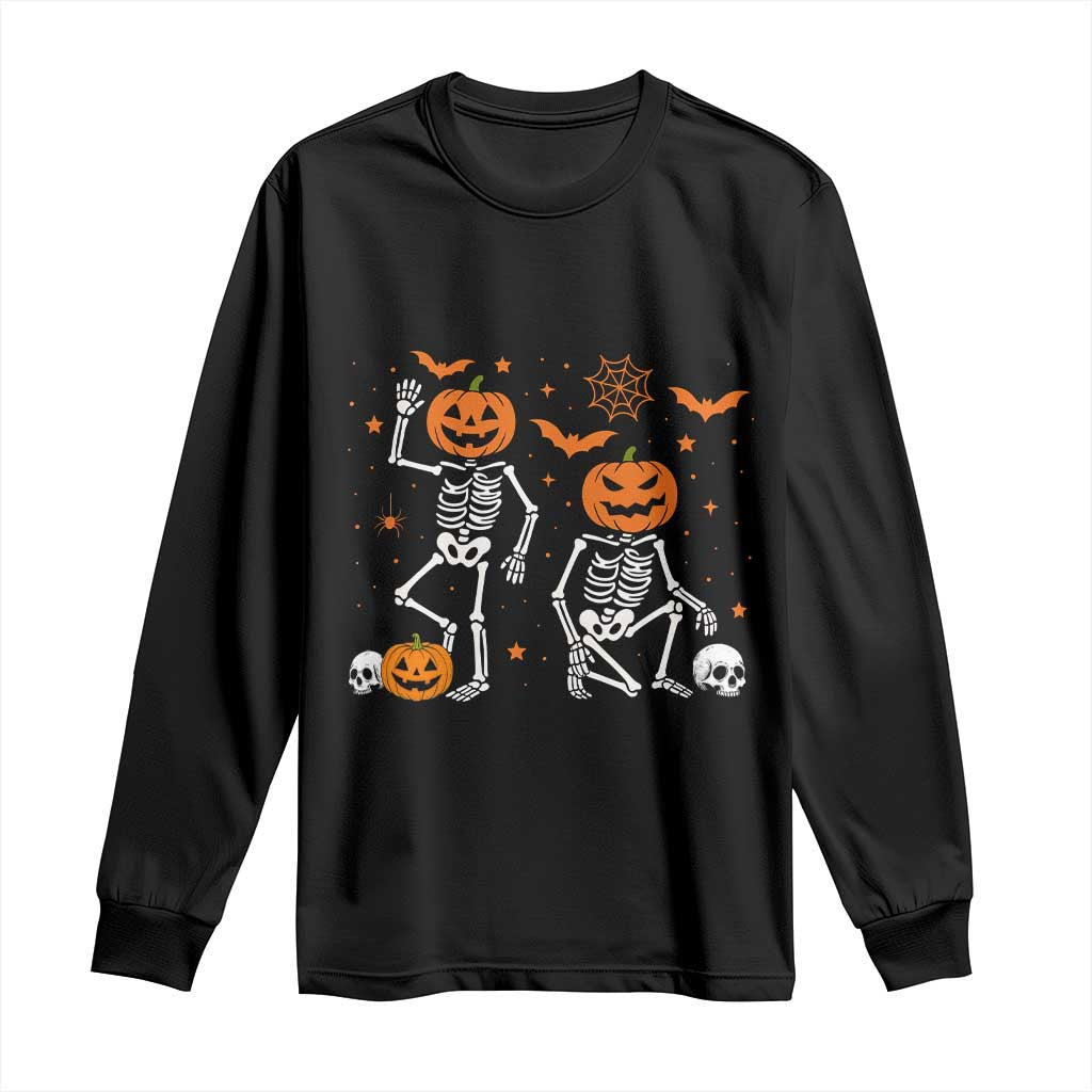 Funny Trump Hallloween Skeleton Pumpkin Political Satire Long Sleeve Shirt TS11 Black Print Your Wear