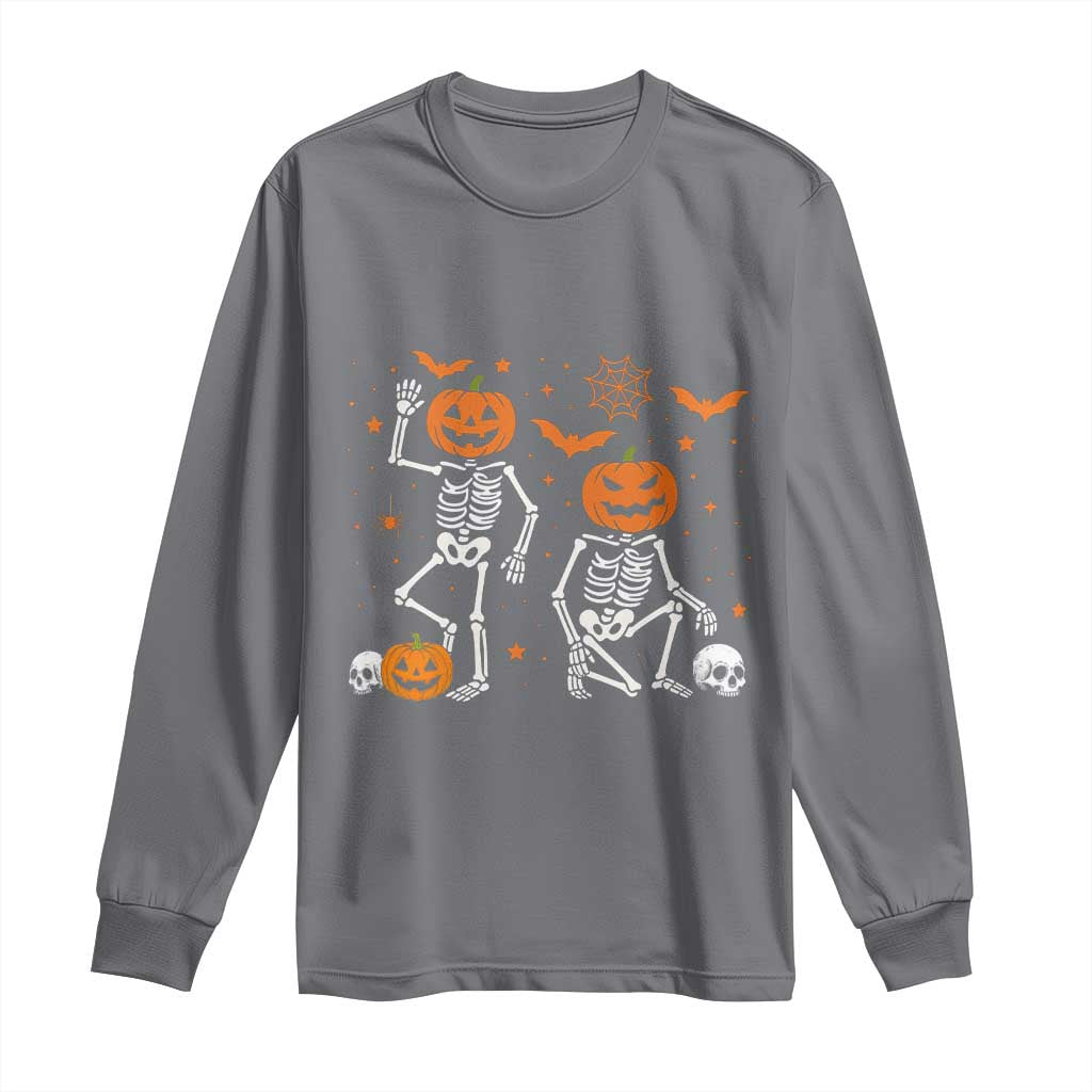 Funny Trump Hallloween Skeleton Pumpkin Political Satire Long Sleeve Shirt TS11 Charcoal Print Your Wear