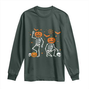 Funny Trump Hallloween Skeleton Pumpkin Political Satire Long Sleeve Shirt TS11 Dark Forest Green Print Your Wear