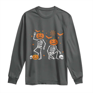 Funny Trump Hallloween Skeleton Pumpkin Political Satire Long Sleeve Shirt TS11 Dark Heather Print Your Wear