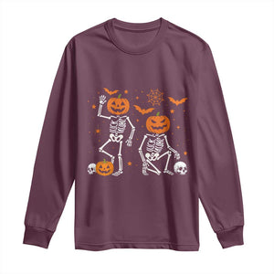 Funny Trump Hallloween Skeleton Pumpkin Political Satire Long Sleeve Shirt TS11 Maroon Print Your Wear