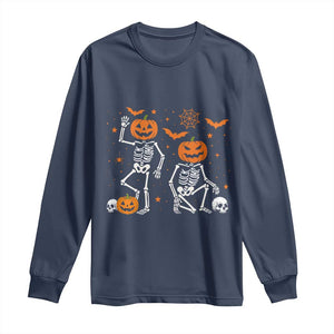 Funny Trump Hallloween Skeleton Pumpkin Political Satire Long Sleeve Shirt TS11 Navy Print Your Wear