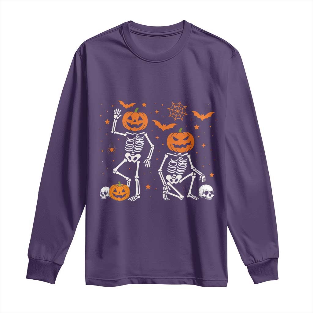 Funny Trump Hallloween Skeleton Pumpkin Political Satire Long Sleeve Shirt TS11 Purple Print Your Wear