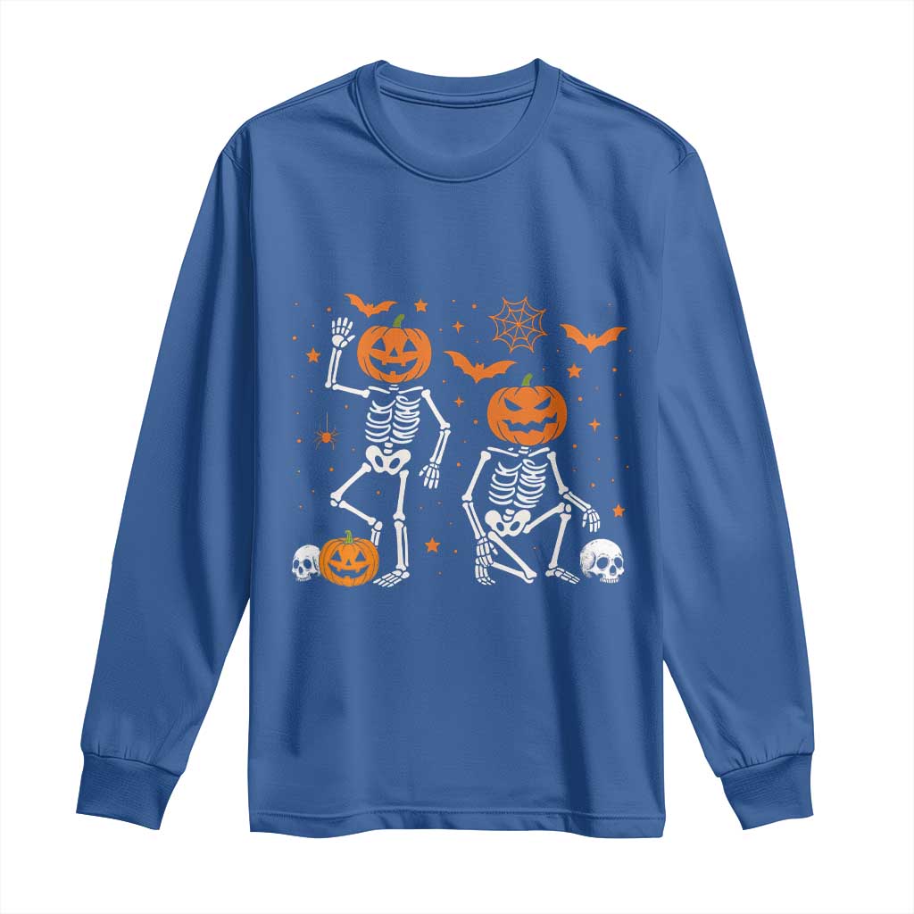 Funny Trump Hallloween Skeleton Pumpkin Political Satire Long Sleeve Shirt TS11 Royal Blue Print Your Wear