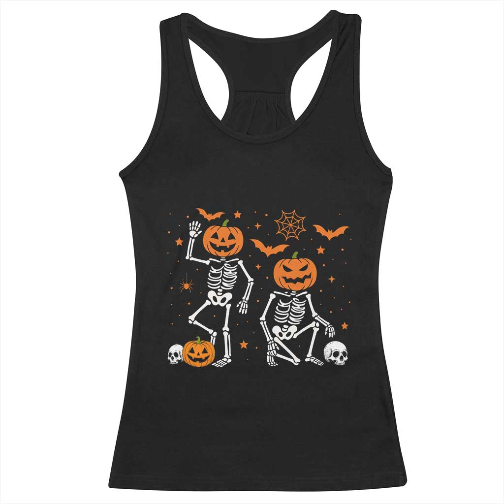 Funny Trump Hallloween Skeleton Pumpkin Political Satire Racerback Tank Top TS11 Black Print Your Wear