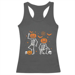Funny Trump Hallloween Skeleton Pumpkin Political Satire Racerback Tank Top TS11 Dark Heather Print Your Wear