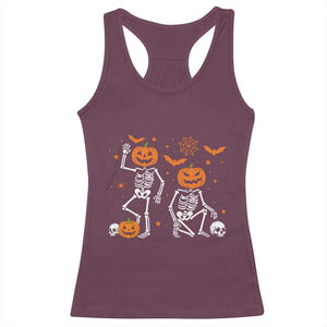 Funny Trump Hallloween Skeleton Pumpkin Political Satire Racerback Tank Top TS11 Maroon Print Your Wear