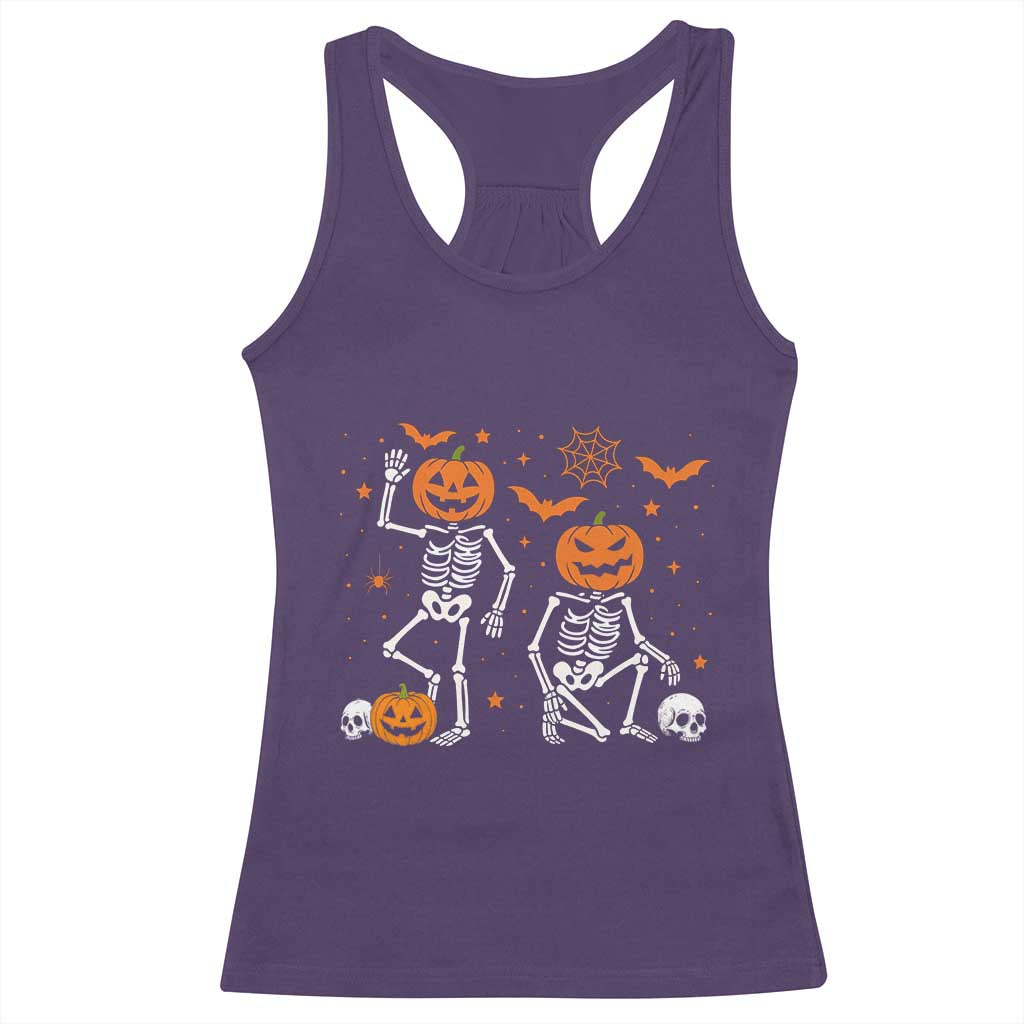 Funny Trump Hallloween Skeleton Pumpkin Political Satire Racerback Tank Top TS11 Purple Print Your Wear