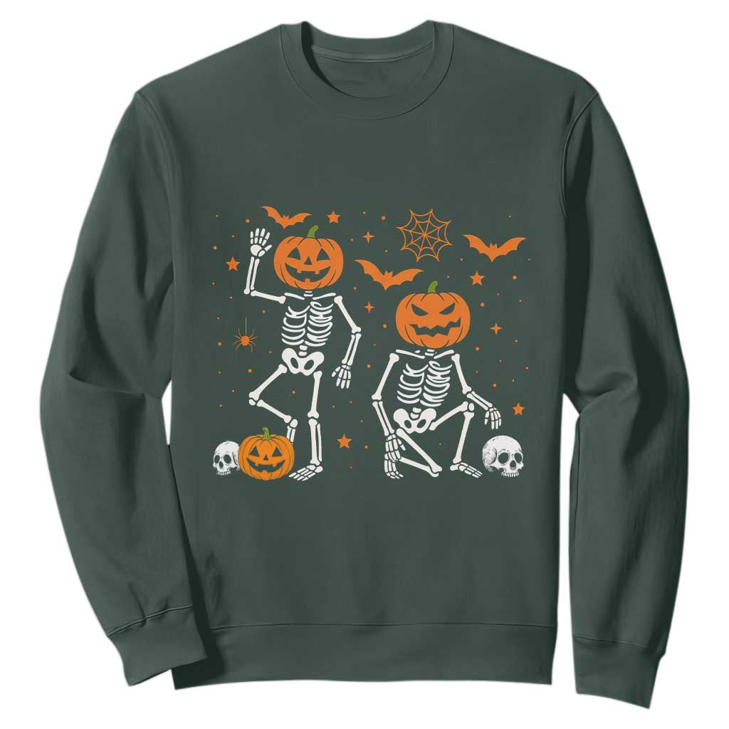 Funny Trump Hallloween Skeleton Pumpkin Political Satire Sweatshirt TS11 Dark Forest Green Print Your Wear