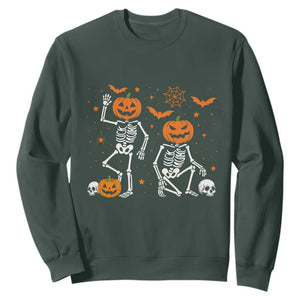 Funny Trump Hallloween Skeleton Pumpkin Political Satire Sweatshirt TS11 Dark Forest Green Print Your Wear