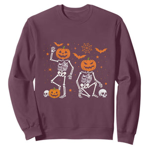 Funny Trump Hallloween Skeleton Pumpkin Political Satire Sweatshirt TS11 Maroon Print Your Wear