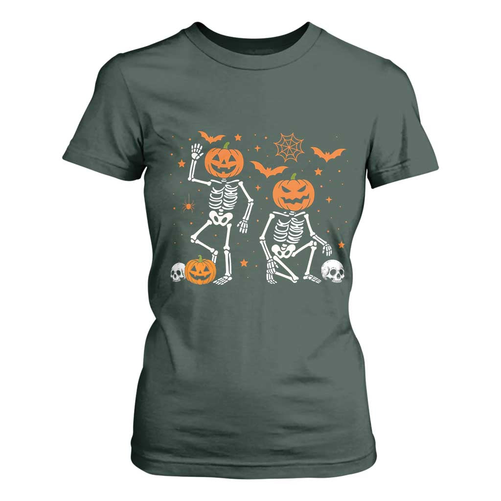 Funny Trump Hallloween Skeleton Pumpkin Political Satire T Shirt For Women TS11 Dark Forest Green Print Your Wear