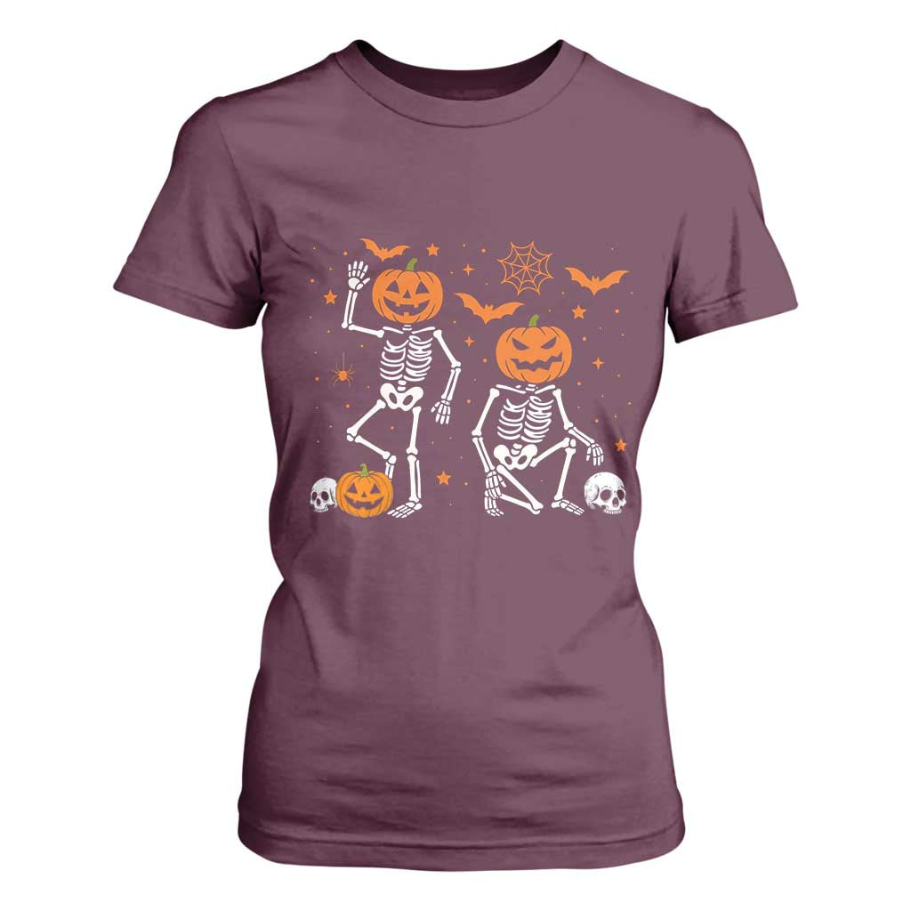 Funny Trump Hallloween Skeleton Pumpkin Political Satire T Shirt For Women TS11 Maroon Print Your Wear
