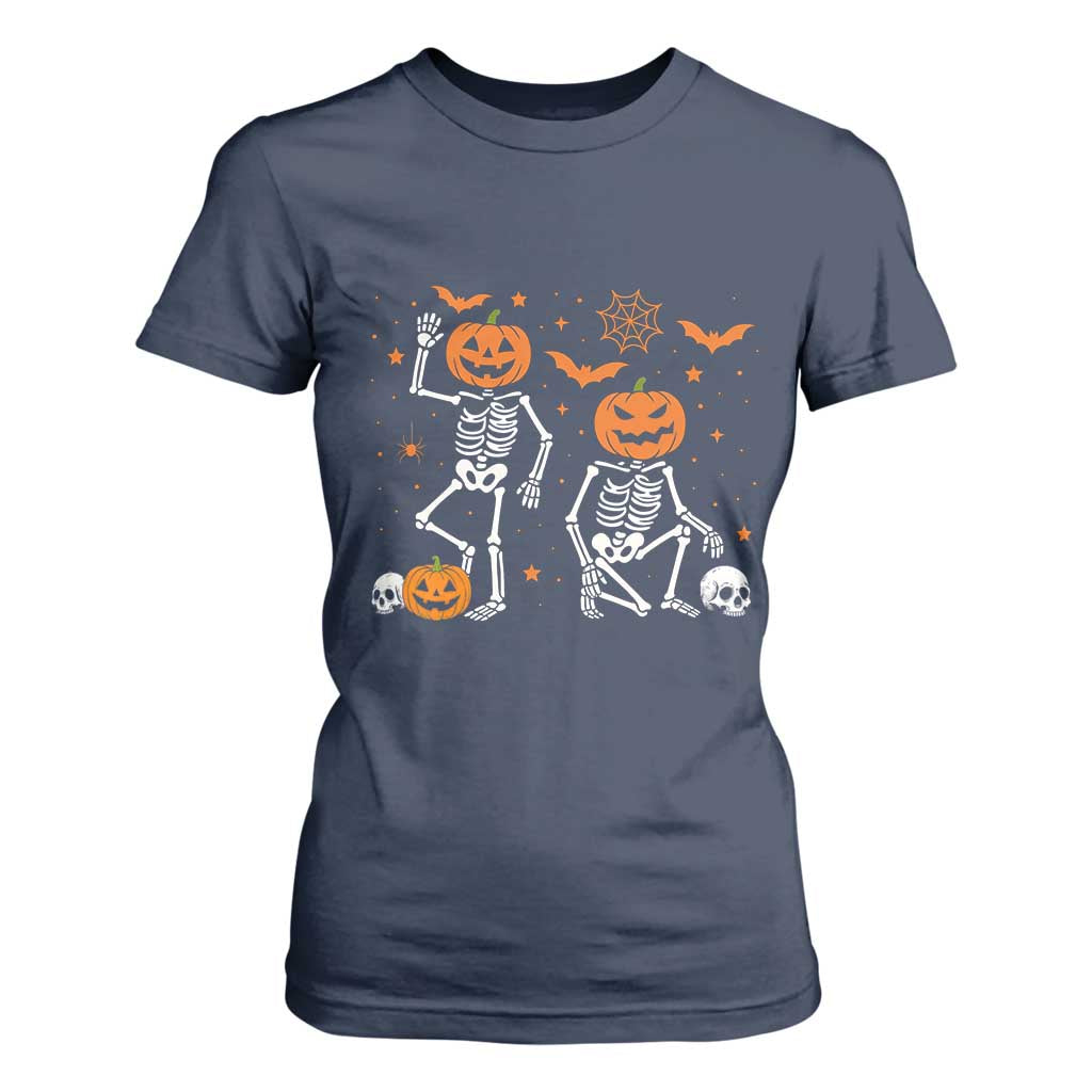 Funny Trump Hallloween Skeleton Pumpkin Political Satire T Shirt For Women TS11 Navy Print Your Wear