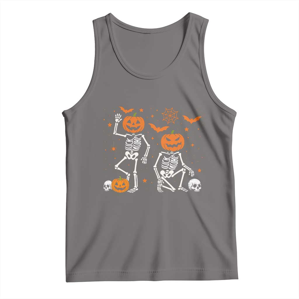 Funny Trump Hallloween Skeleton Pumpkin Political Satire Tank Top TS11 Deep Heather Print Your Wear