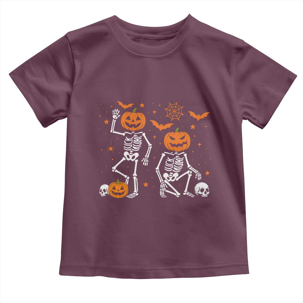 Funny Trump Hallloween Skeleton Pumpkin Political Satire Toddler T Shirt TS11 Maroon Print Your Wear