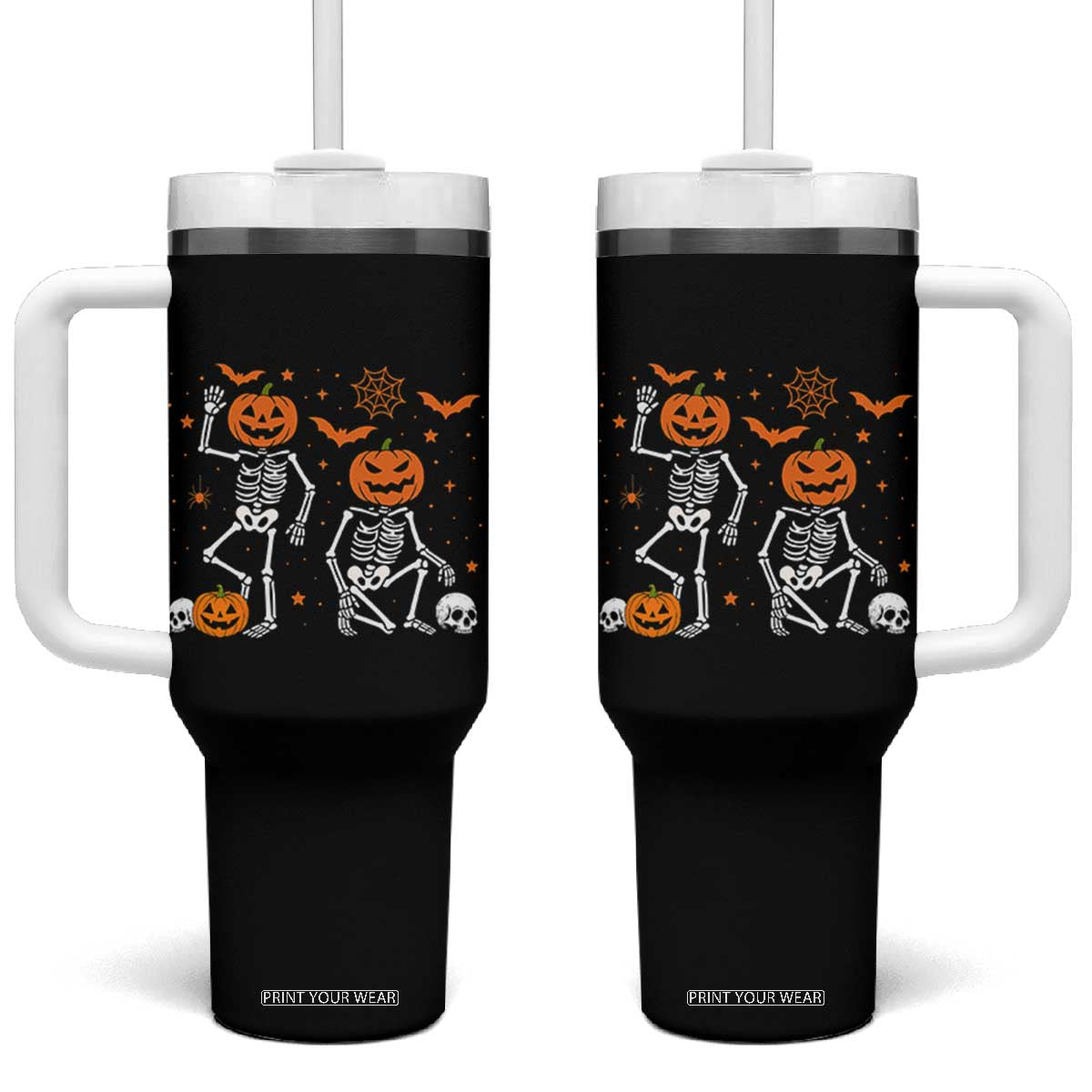 Funny Trump Hallloween Skeleton Pumpkin Political Satire Tumbler With Handle TS11 One Size: 40 oz Black Print Your Wear