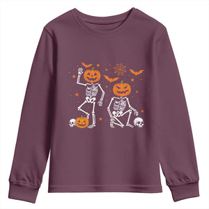 Funny Trump Hallloween Skeleton Pumpkin Political Satire Youth Sweatshirt TS11 Maroon Print Your Wear
