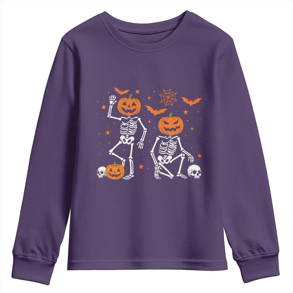 Funny Trump Hallloween Skeleton Pumpkin Political Satire Youth Sweatshirt TS11 Purple Print Your Wear