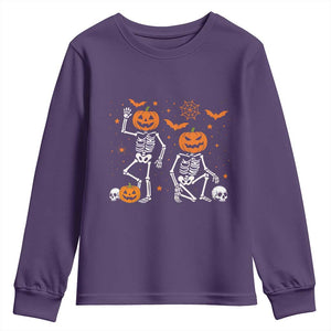 Funny Trump Hallloween Skeleton Pumpkin Political Satire Youth Sweatshirt TS11 Purple Print Your Wear