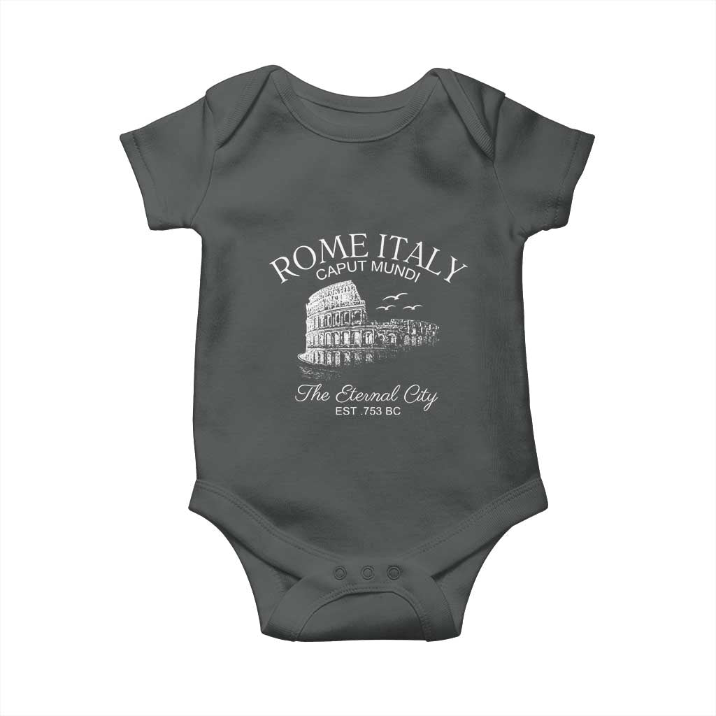 Rome Colosseum Italy Baby Onesie Caput Mindi The Eternal City Amphitheatre Ancient TS11 Dark Heather Print Your Wear