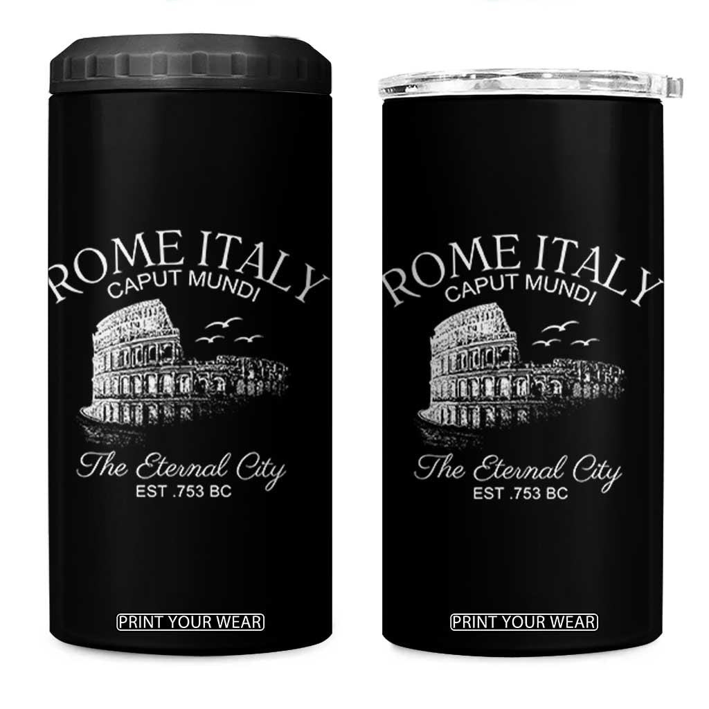 Rome Colosseum Italy 4 in 1 Can Cooler Tumbler Caput Mindi The Eternal City Amphitheatre Ancient TS11 One Size: 16 oz Black Print Your Wear