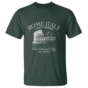 Rome Colosseum Italy T Shirt - Caput Mundi The Eternal City Amphitheatre Ancient History Tee TS11 Dark Forest Green Print Your Wear