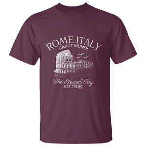 Rome Colosseum Italy T Shirt - Caput Mundi The Eternal City Amphitheatre Ancient History Tee TS11 Maroon Print Your Wear