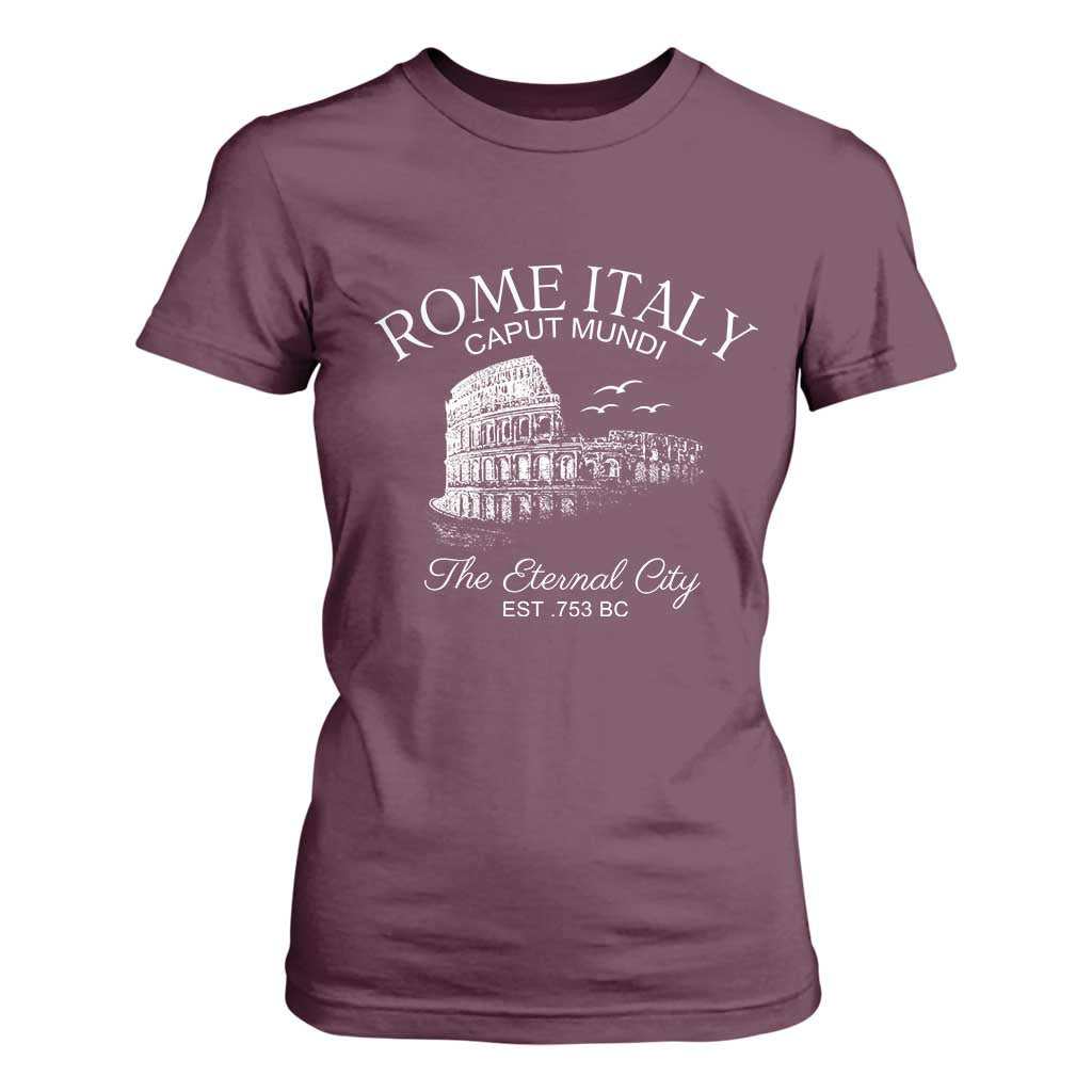 Rome Colosseum Italy T Shirt For Women Caput Mindi The Eternal City Amphitheatre Ancient TS11 Maroon Print Your Wear
