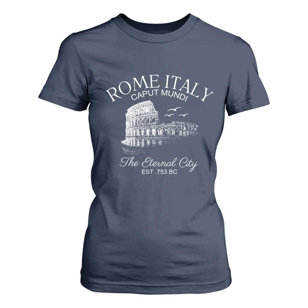 Rome Colosseum Italy T Shirt For Women Caput Mindi The Eternal City Amphitheatre Ancient TS11 Navy Print Your Wear