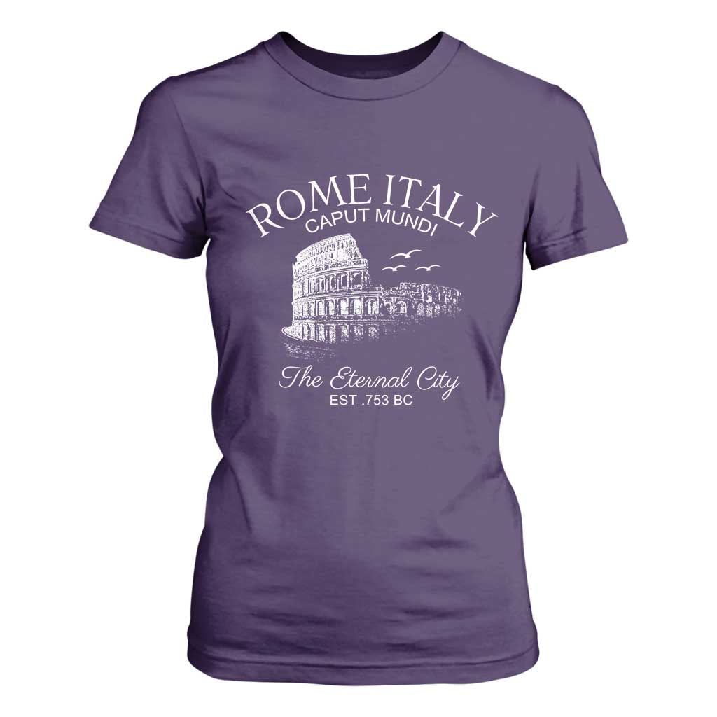 Rome Colosseum Italy T Shirt For Women Caput Mindi The Eternal City Amphitheatre Ancient TS11 Purple Print Your Wear