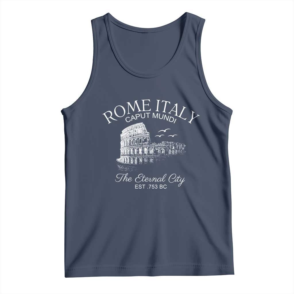 Rome Colosseum Italy Tank Top Caput Mindi The Eternal City Amphitheatre Ancient TS11 Navy Print Your Wear