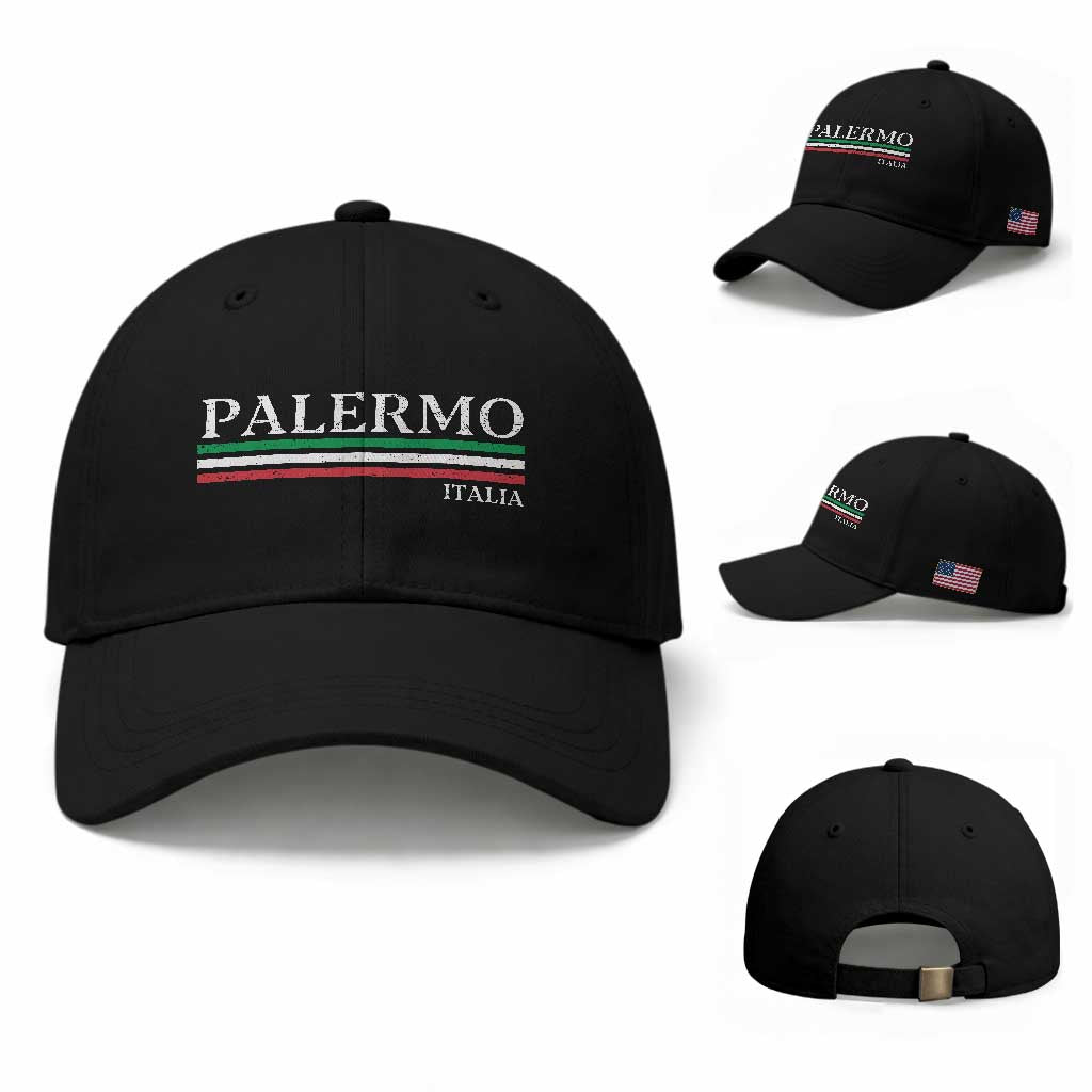Palermo Sicily Italian Flag Souvenirs Sicilia Italia Baseball Cap TS11 Baseball Cap Universal Fit Black Print Your Wear
