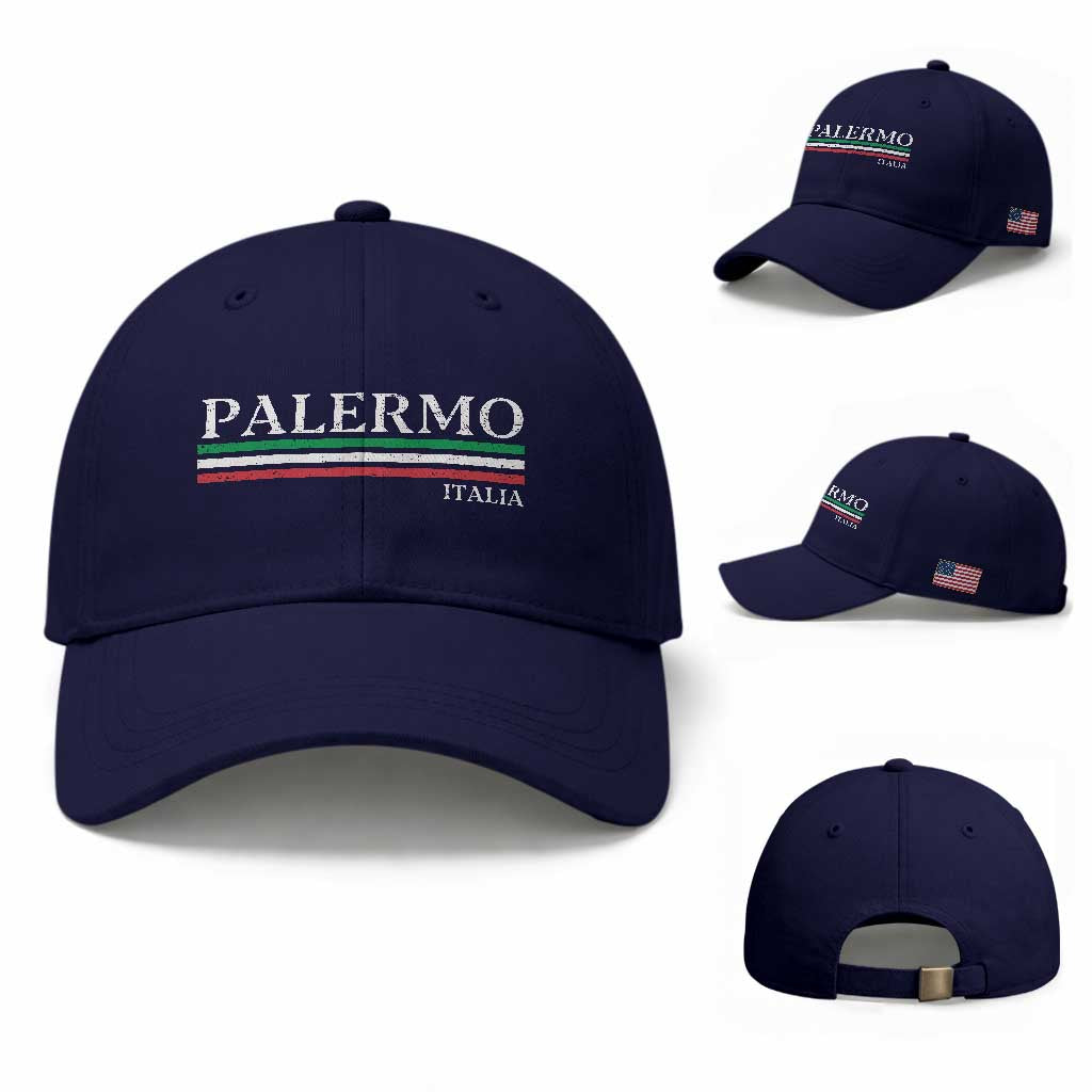 Palermo Sicily Italian Flag Souvenirs Sicilia Italia Baseball Cap TS11 Baseball Cap Universal Fit Dark Blue Print Your Wear