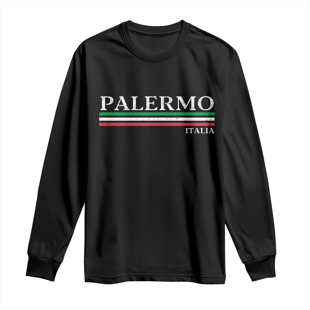 Palermo Sicily Italian Flag Souvenirs Sicilia Italia Long Sleeve Shirt TS11 Black Print Your Wear