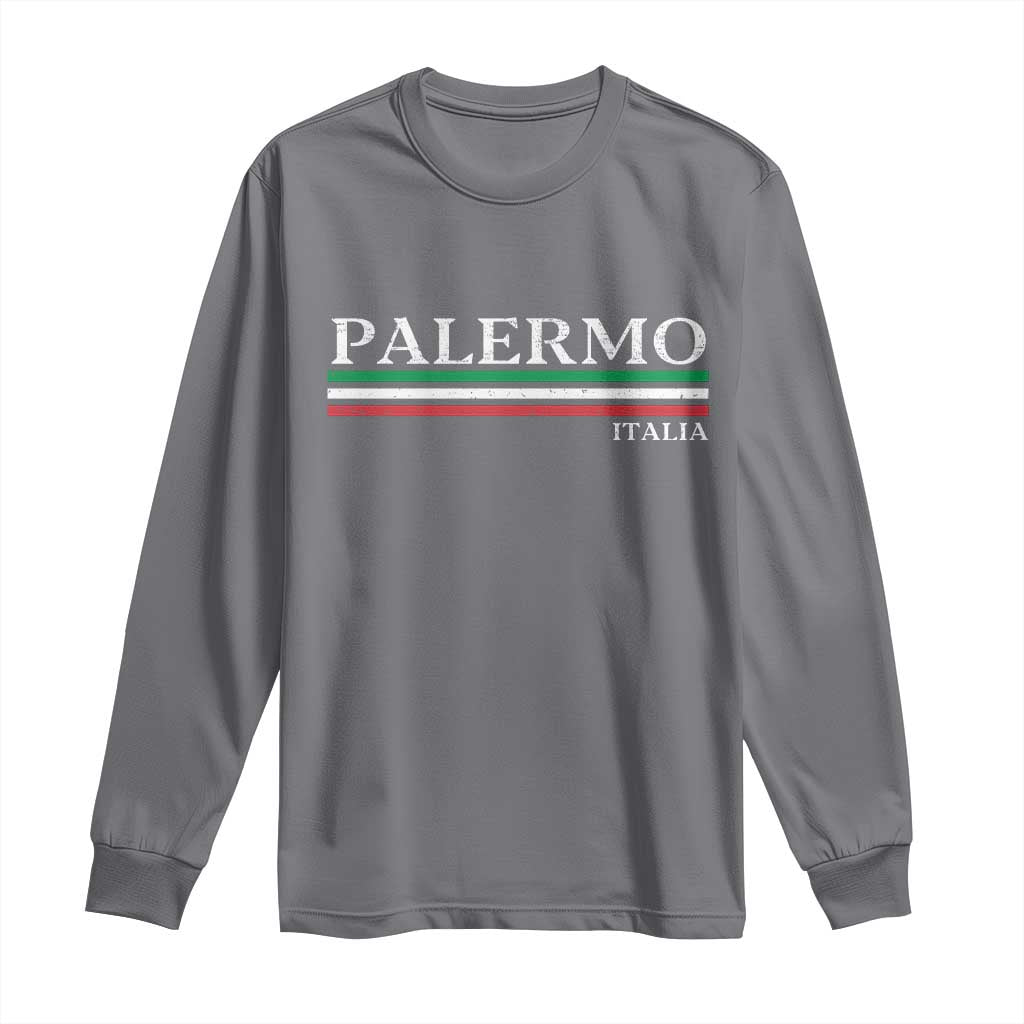 Palermo Sicily Italian Flag Souvenirs Sicilia Italia Long Sleeve Shirt TS11 Charcoal Print Your Wear